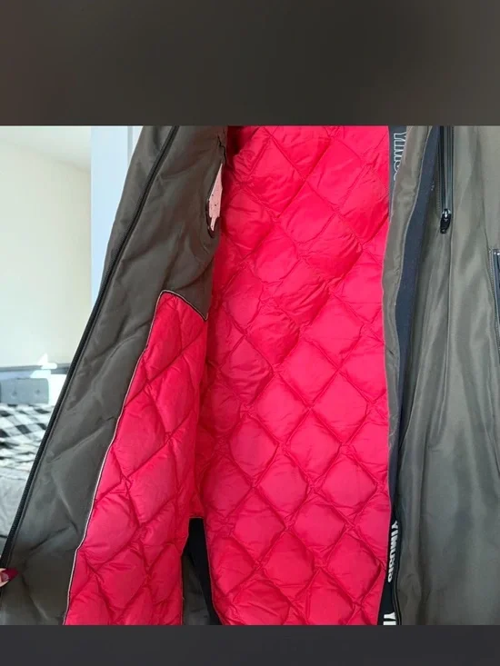 Olive Green Long Bomber Coat - Men's Quilted Jacket - Picture 3 of 6